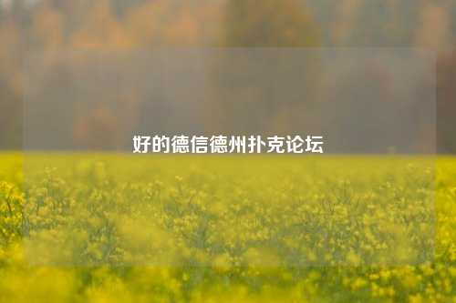好的德信德州扑克论坛
